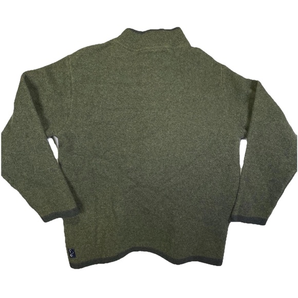 Lochaven of Scotland Sweater Mens M Moss Green 1/4 Zip 100% Wool Hunting Lodge - Picture 4 of 11